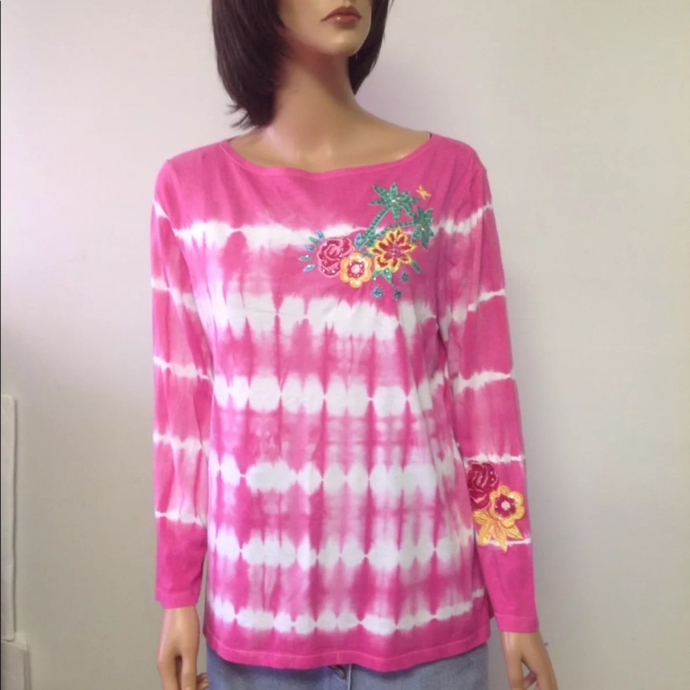 DG2 Diane  Gilman Tye Dye T L Floral Designer Hip